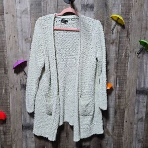 Massimo Dutti Lagenlook Fuzzy Knit Cream Cardigan